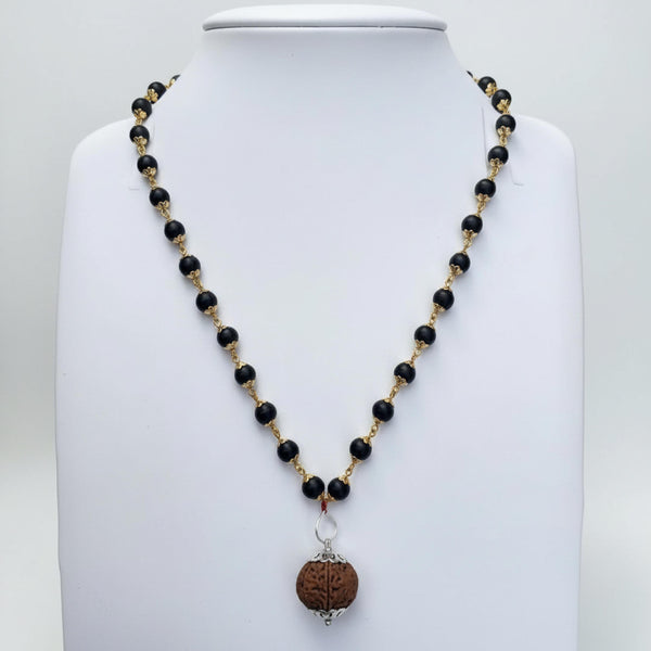 Kashivardan Gold Cap Karungali Mala with 5 mukhi Nepali pendent