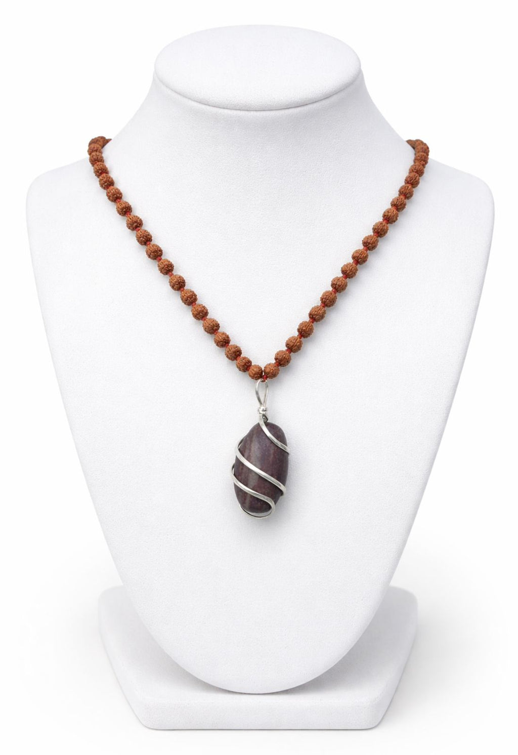 9 mm Brown Rudraksha Mala with Narmadeshwar Shivling Pendant | Spiritual Jaap & Protection Necklace