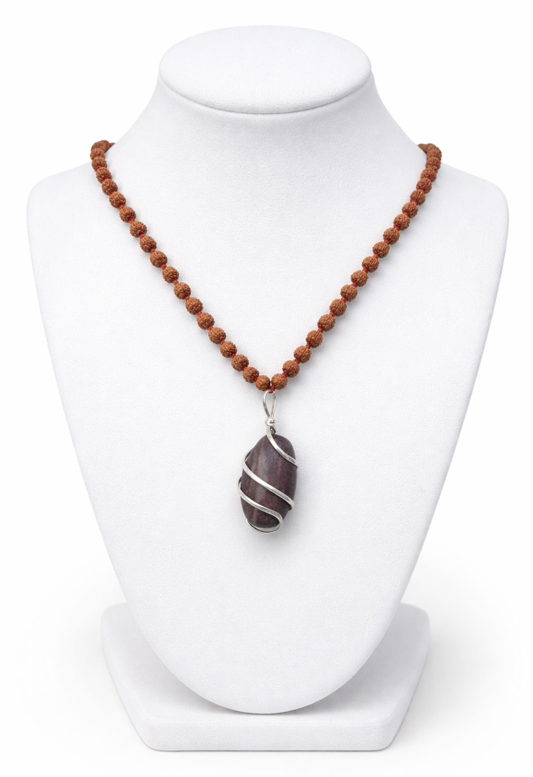 9 mm Brown Rudraksha Mala with Narmadeshwar Shivling Pendant | Spiritual Jaap & Protection Necklace