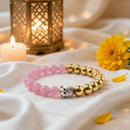 Golden Pyrite Rose Quartz budha bracelet