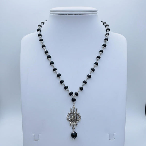 Karungali silver cap mala with Trishul pendent