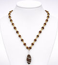 100% Natural & Original Beads 5 Mukhi Rudraksha Mala in Gold Plated Cap with Natural Narmadeshwar Shivling Locket By Kashivardan.