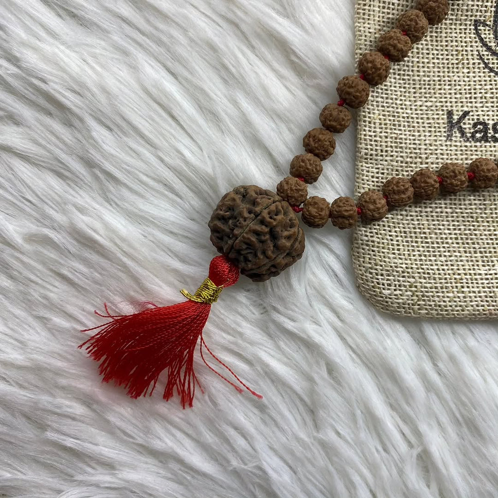 5 Faces rudraksha mala with 7 mukhi nepali bead