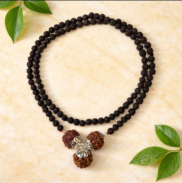 5 mukhi black Rudraksha with 4-5-6 Faces rudraksha pendent